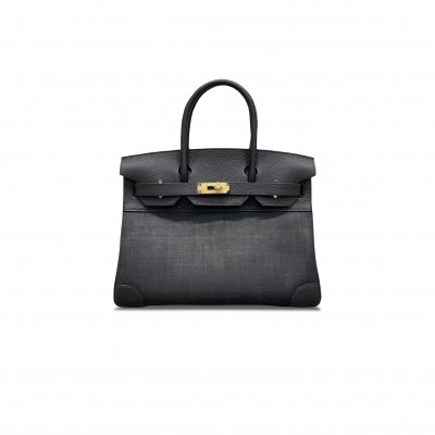 HERMÈS MASTER BIRKIN 30 TOGO AND HORSEHAIR BLACK BAG GOLD BUCKLE H082936CK04 (30*22*15cm)